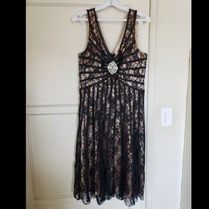 Black lace and Gold Cocktail Dress